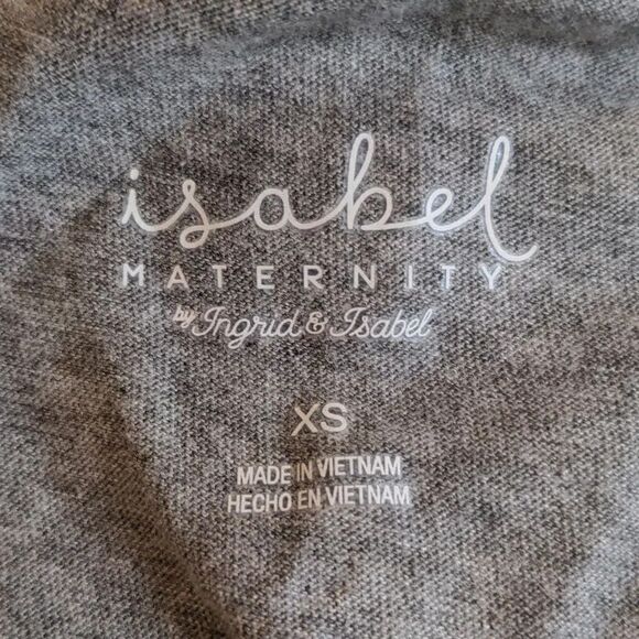Isabel Maternity XS Gray V Neck Short Sleeve T Shirt with Ruched Sides, NEW - Picture 7 of 8